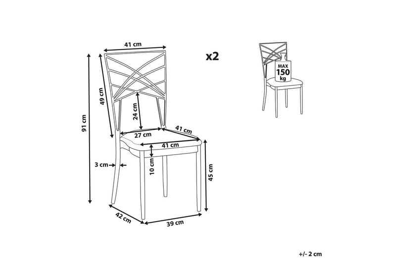 Matsalsstol Beliani Girard set om 2 Guld-Vit Black - Møbler - Stole & lænestole - Spisebordsstole & køkkenstole