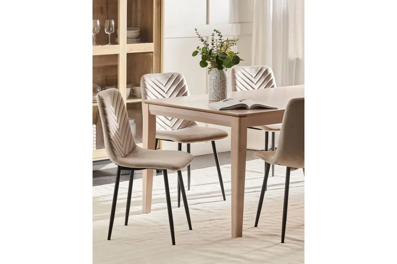 Matsalsstol Beliani Havre set om 4 Beige - Møbler - Stole & lænestole - Spisebordsstole & køkkenstole