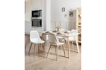 Matsalsstol Beliani Hazelton set om 4 Beige-Ljust Trä White - Møbler - Stole & lænestole - Spisebordsstole & køkkenstole