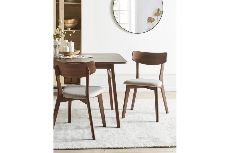 Matsalsstol Beliani Hope set om 2 Ljus Trä-Grå Ljusbeige - Møbler - Stole & lænestole - Spisebordsstole & køkkenstole