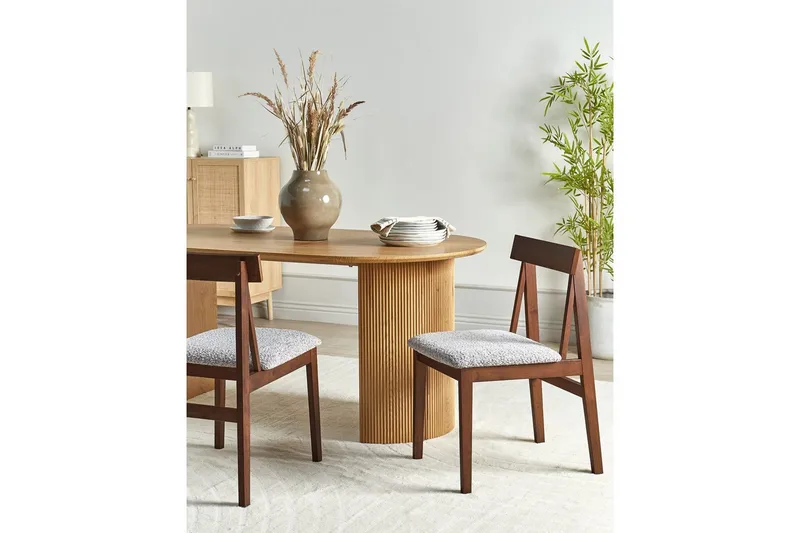 Matsalsstol Beliani Isle set om 2 Mörk Trä-Beige Dark wood VALUE_MISSING_1 - Møbler - Stole & lænestole - Spisebordsstole & køkkenstole