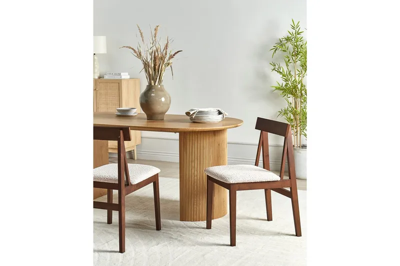 Matsalsstol Beliani Isle set om 2 Mörk Trä-Beige Dark wood VALUE_MISSING_2 - Møbler - Stole & lænestole - Spisebordsstole & køkkenstole