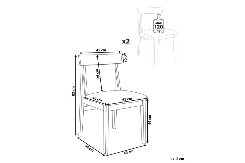Matsalsstol Beliani Isle set om 2 Mörk Trä-Beige Dark wood VALUE_MISSING_2 - Møbler - Stole & lænestole - Spisebordsstole & køkkenstole
