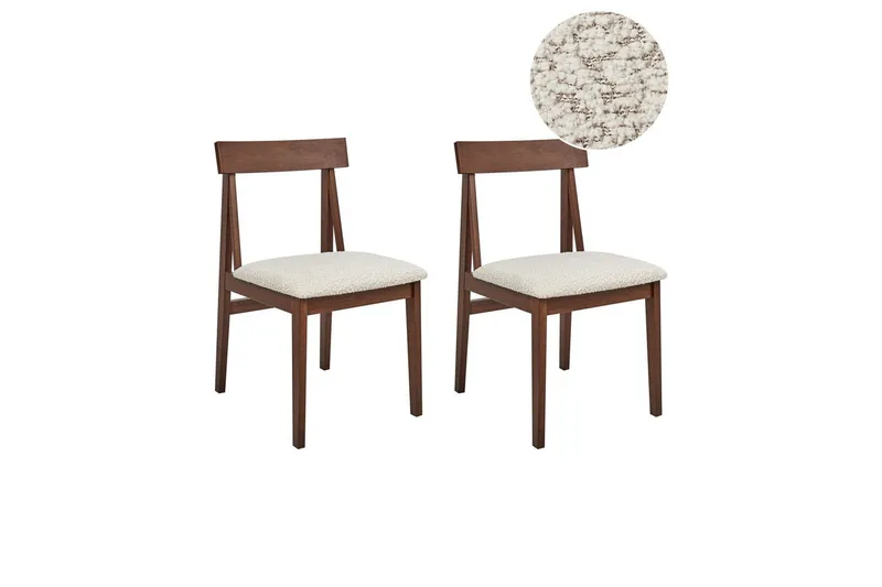 Matsalsstol Beliani Isle set om 2 Mörk Trä-Beige Dark wood VALUE_MISSING_2 - Møbler - Stole & lænestole - Spisebordsstole & køkkenstole