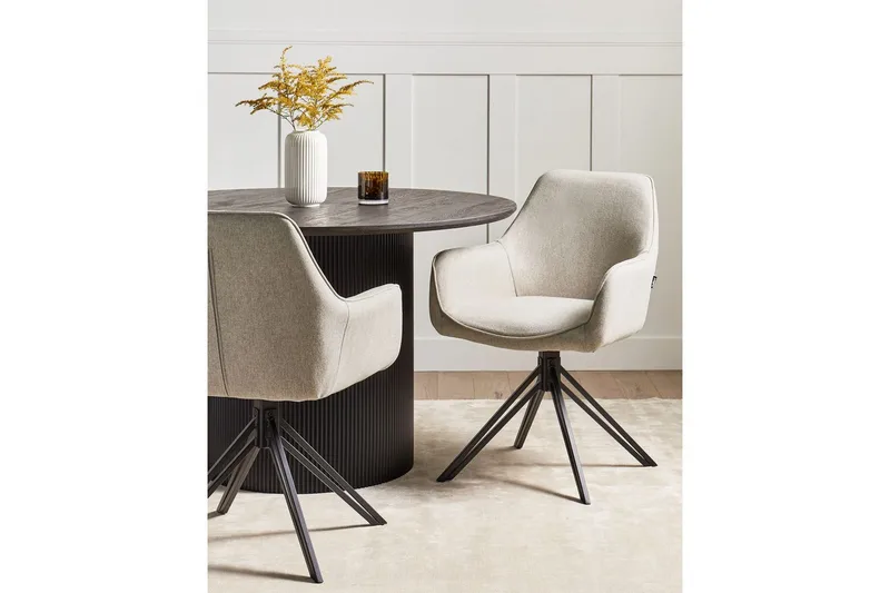 Matsalsstol Beliani Jodar set om 2 Beige-Svart Taupe - Møbler - Stole & lænestole - Spisebordsstole & køkkenstole