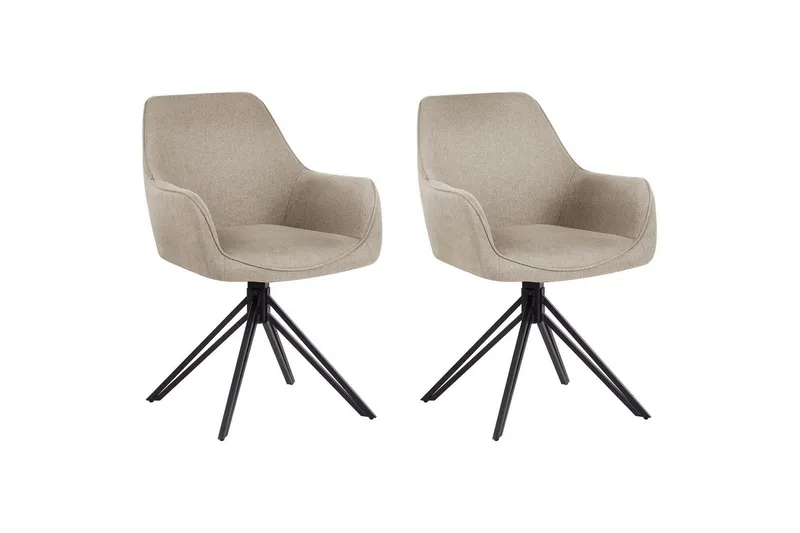 Matsalsstol Beliani Jodar set om 2 Beige-Svart Taupe - Møbler - Stole & lænestole - Spisebordsstole & køkkenstole