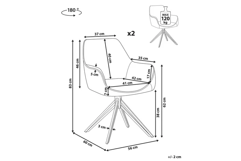 Matsalsstol Beliani Jodar set om 2 Beige-Svart Taupe - Møbler - Stole & lænestole - Spisebordsstole & køkkenstole