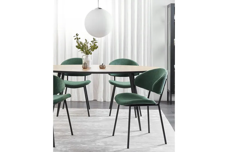 Matsalsstol Beliani Kiana set om 2 Beige Dark green - Møbler - Stole & lænestole - Spisebordsstole & køkkenstole