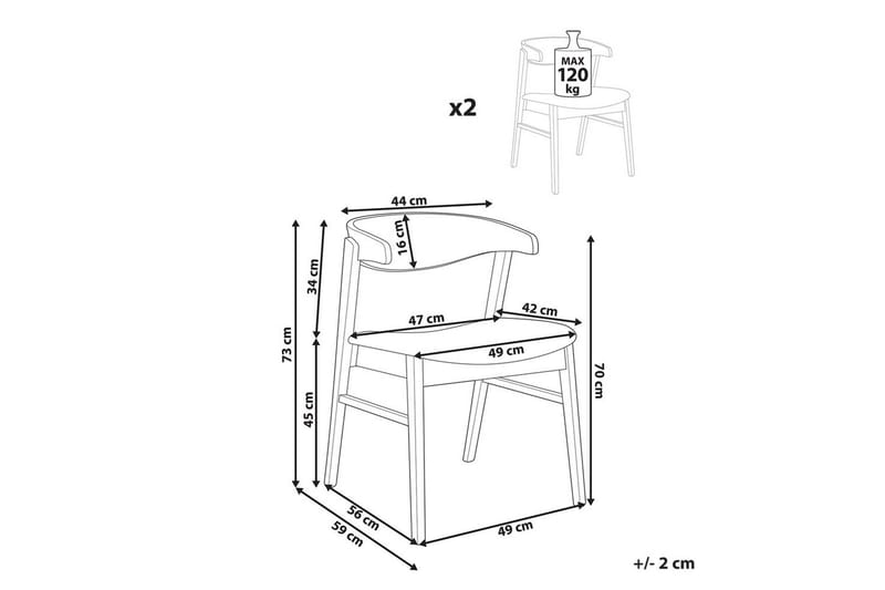Matsalsstol Beliani Lilly set om 2 Beige-Mörkt Trä Light grey - Møbler - Stole & lænestole - Spisebordsstole & køkkenstole