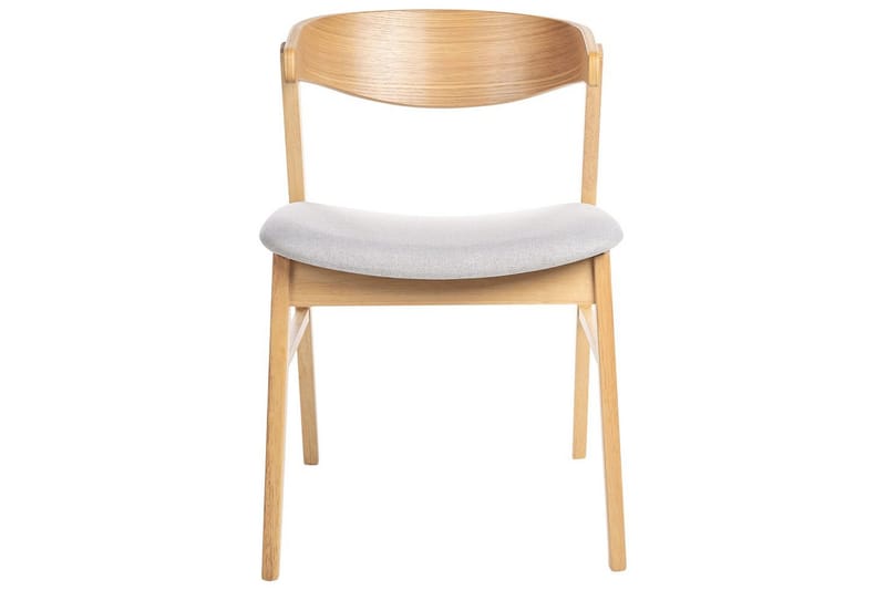 Matsalsstol Beliani Lilly set om 2 Beige-Mörkt Trä Light grey - Møbler - Stole & lænestole - Spisebordsstole & køkkenstole