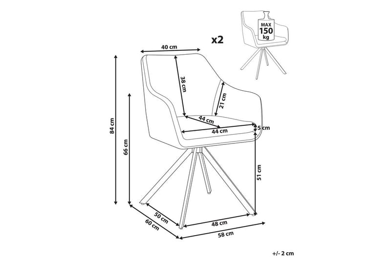 Matsalsstol Beliani Lithia set om 2 Taupe - Møbler - Stole & lænestole - Spisebordsstole & køkkenstole