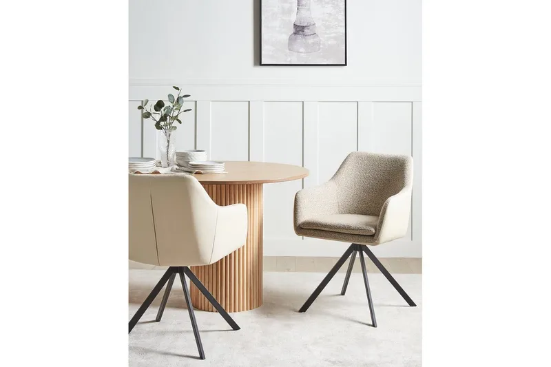 Matsalsstol Beliani Lithia set om 2 Taupe - Møbler - Stole & lænestole - Spisebordsstole & køkkenstole