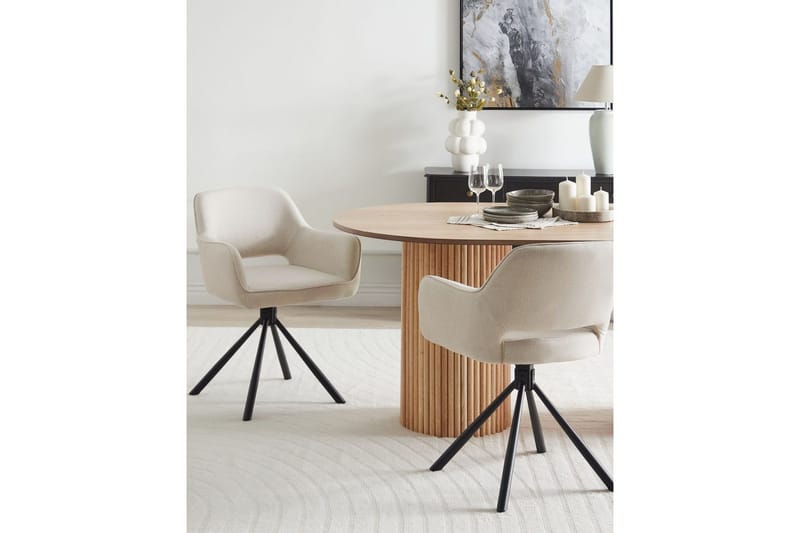 Matsalsstol Beliani Loures set om 2 Beige-Svart Ljusbeige - Møbler - Stole & lænestole - Spisebordsstole & køkkenstole