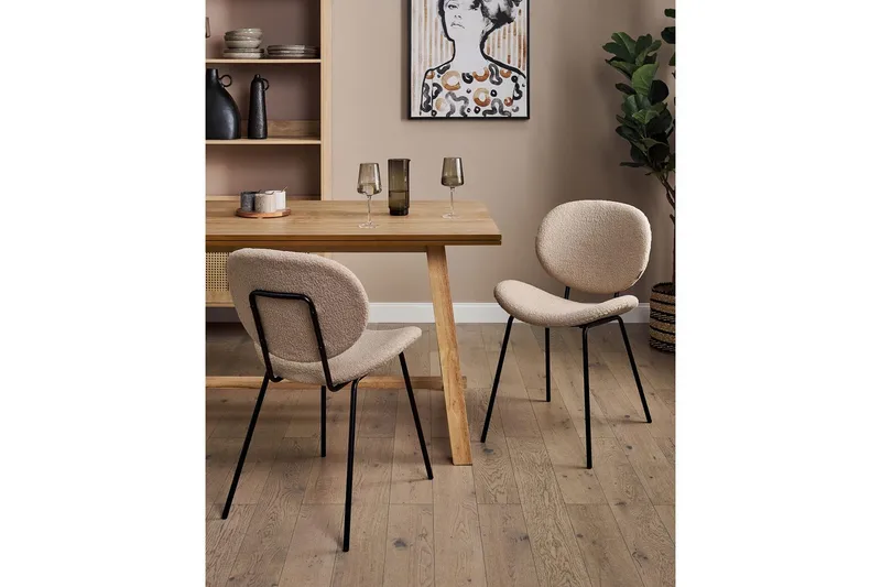 Matsalsstol Beliani Luana set om 2 Beige-Svart Taupe - Møbler - Stole & lænestole - Spisebordsstole & køkkenstole