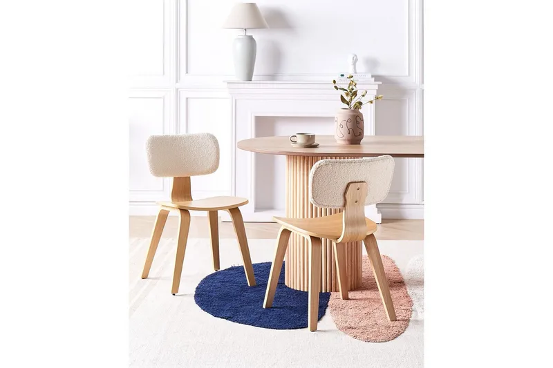 Matsalsstol Beliani Lucinda set om 2 Beige-Ljust Trä Ljusbeige VALUE_MISSING_1 - Møbler - Stole & lænestole - Spisebordsstole & køkkenstole