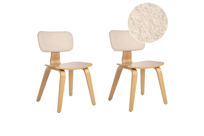 Matsalsstol Beliani Lucinda set om 2 Beige-Ljust Trä Ljusbeige VALUE_MISSING_1 - Møbler - Stole & lænestole - Spisebordsstole & køkkenstole