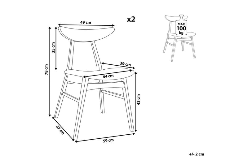 Matsalsstol Beliani Lynn set om 2 Ljus Trä-Beige Light grey - Møbler - Stole & lænestole - Spisebordsstole & køkkenstole