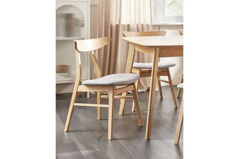 Matsalsstol Beliani Lynn set om 2 Ljus Trä-Beige NO_BRAND Light grey - Møbler - Stole & lænestole - Spisebordsstole & køkkenstole