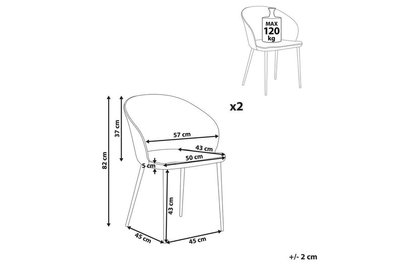 Matsalsstol Beliani Mason set om 2 Beige-Svart Light grey - Møbler - Stole & lænestole - Spisebordsstole & køkkenstole