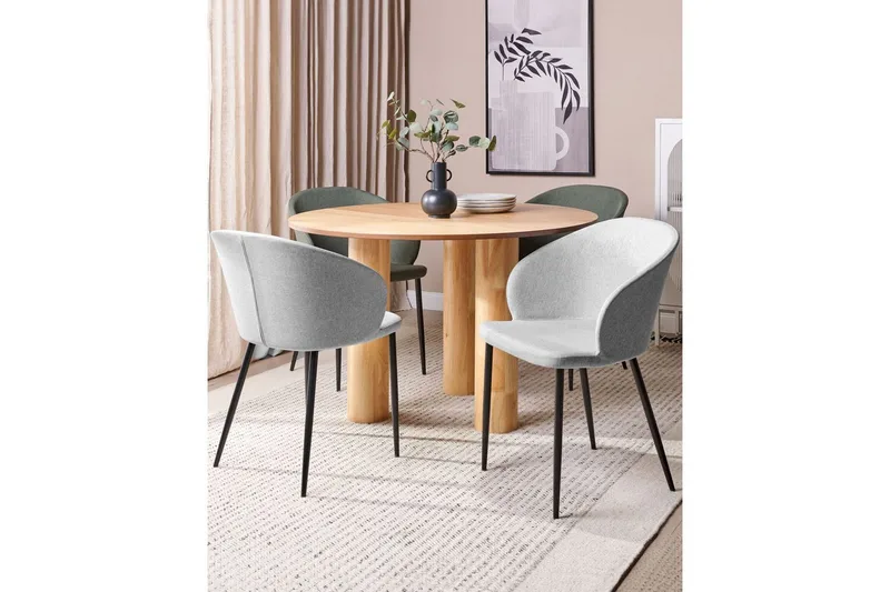 Matsalsstol Beliani Mason set om 2 Beige-Svart Light grey - Møbler - Stole & lænestole - Spisebordsstole & køkkenstole