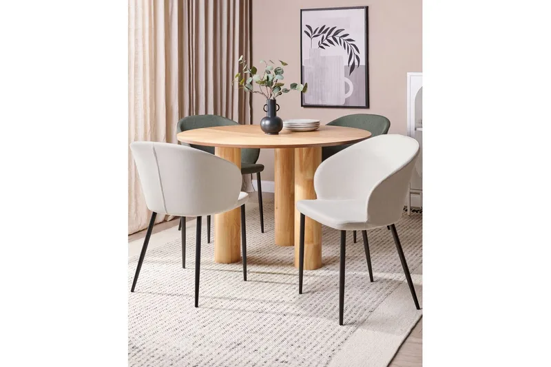 Matsalsstol Beliani Mason set om 2 Beige-Svart Ljusbeige - Møbler - Stole & lænestole - Spisebordsstole & køkkenstole