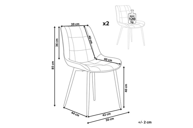 Matsalsstol Beliani Melrose set om 2 Beige-Svart Off White - Møbler - Stole & lænestole - Spisebordsstole & køkkenstole