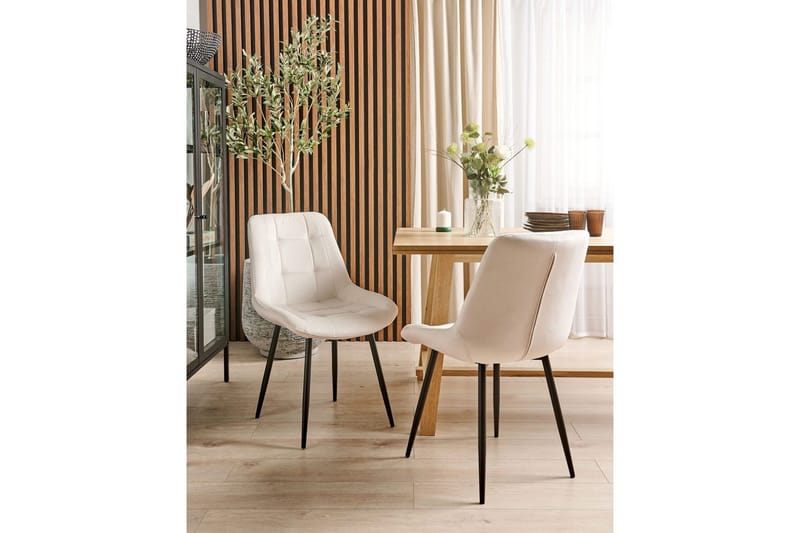 Matsalsstol Beliani Melrose set om 2 Beige-Svart Off White - Møbler - Stole & lænestole - Spisebordsstole & køkkenstole