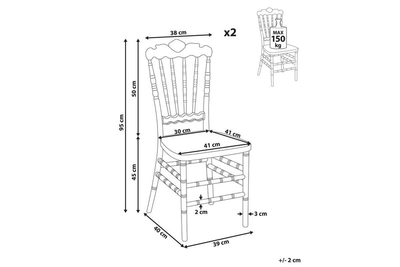 Matsalsstol Beliani Mendon set om 2 Transparent - Møbler - Stole & lænestole - Spisebordsstole & køkkenstole