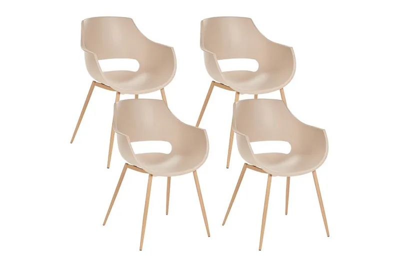 Matsalsstol Beliani Millers set om 4 Beige-Ljust Trä Beige, undefined