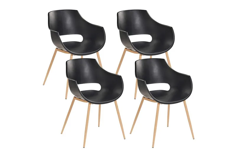 Matsalsstol Beliani Millers set om 4 Beige-Ljust Trä Black, undefined