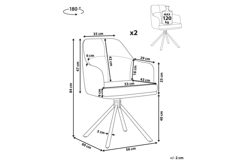 Matsalsstol Beliani Mira set om 2 Beige-Svart Beige - Møbler - Stole & lænestole - Spisebordsstole & køkkenstole
