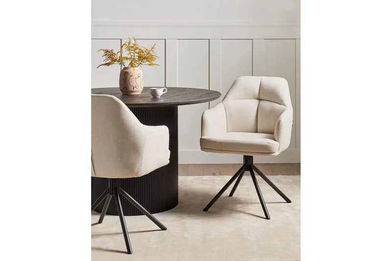 Matsalsstol Beliani Mira set om 2 Beige-Svart Beige - Møbler - Stole & lænestole - Spisebordsstole & køkkenstole