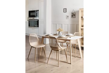 Matsalsstol Beliani Montello set om 4 Beige-Ljust Trä Beige - Møbler - Stole & lænestole - Spisebordsstole & køkkenstole