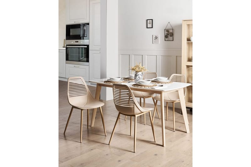 Matsalsstol Beliani Montello set om 4 Beige-Ljust Trä Beige - Møbler - Stole & lænestole - Spisebordsstole & køkkenstole