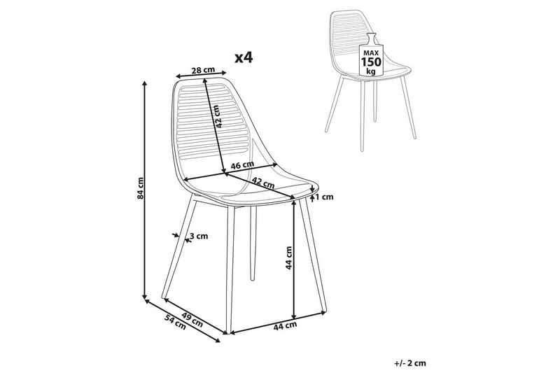 Matsalsstol Beliani Montello set om 4 Beige-Ljust Trä Black - Møbler - Stole & lænestole - Spisebordsstole & køkkenstole