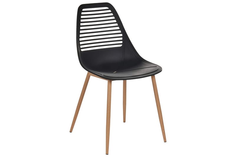 Matsalsstol Beliani Montello set om 4 Beige-Ljust Trä Black - Møbler - Stole & lænestole - Spisebordsstole & køkkenstole