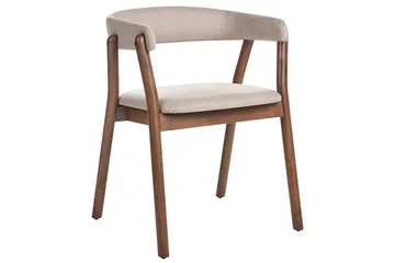 Matsalsstol Beliani Mylo set om 2 Beige-Mörkt Trä Beige - Møbler - Stole & lænestole - Spisebordsstole & køkkenstole