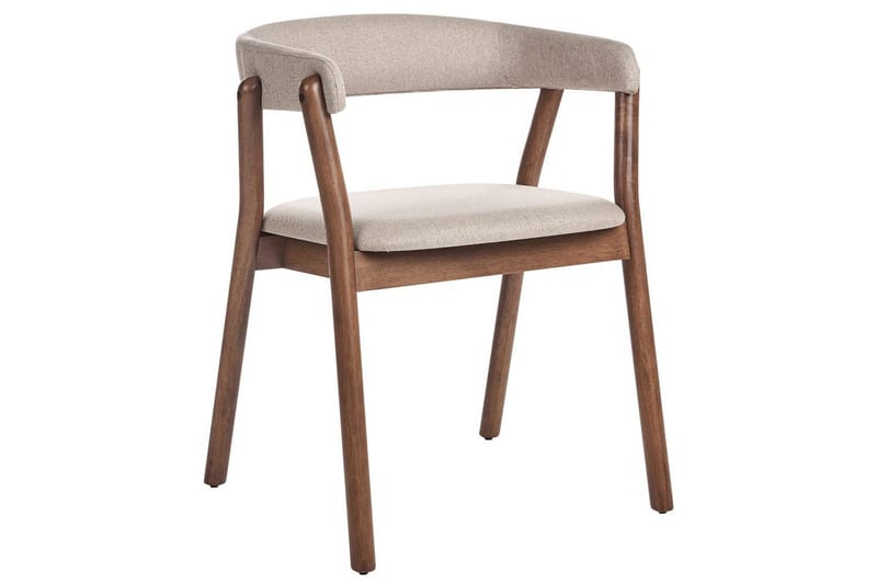 Matsalsstol Beliani Mylo set om 2 Beige-Mörkt Trä Beige - Møbler - Stole & lænestole - Spisebordsstole & køkkenstole