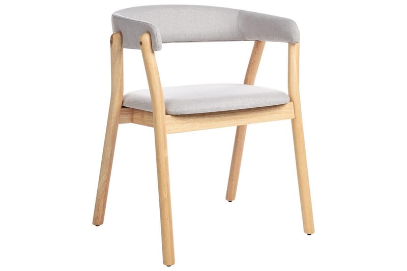 Matsalsstol Beliani Mylo set om 2 Beige-Mörkt Trä Light grey - Møbler - Stole & lænestole - Spisebordsstole & køkkenstole