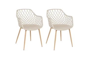 Matsalsstol Beliani Nashua set om 2 Beige - Møbler - Stole & lænestole - Spisebordsstole & køkkenstole