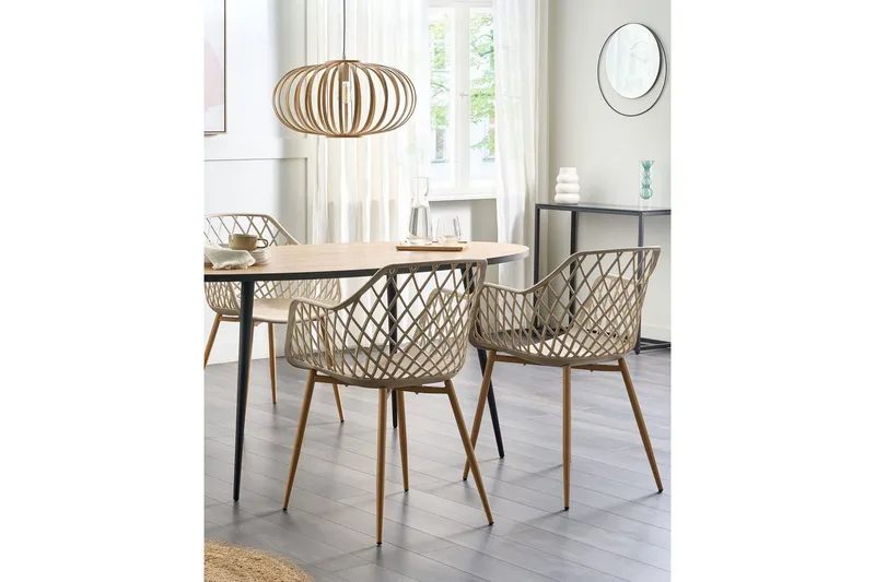 Matsalsstol Beliani Nashua set om 2 Beige - Møbler - Stole & lænestole - Spisebordsstole & køkkenstole