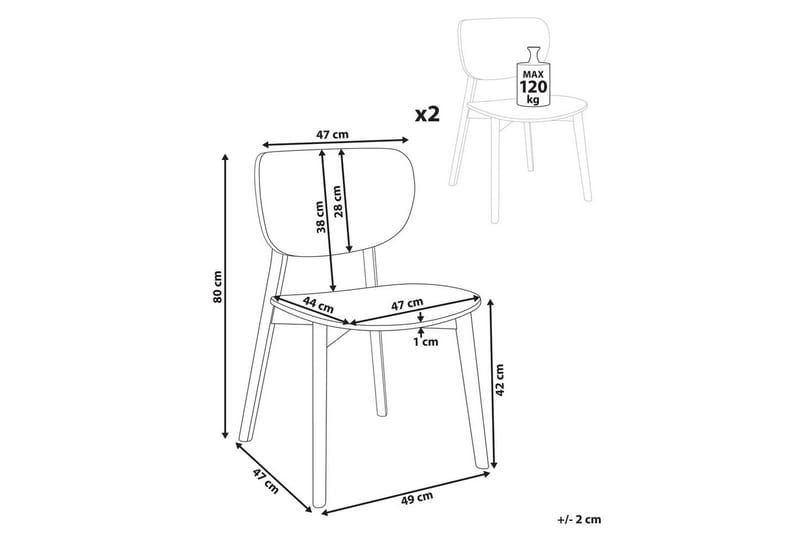 Matsalsstol Beliani Overly set om 2 Ljus Trä Light wood - Møbler - Stole & lænestole - Spisebordsstole & køkkenstole