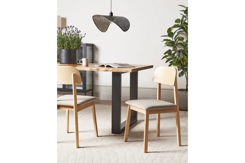 Matsalsstol Beliani Scandia set om 2 Ljus Trä-Beige NO_BRAND Taupe - Møbler - Stole & lænestole - Spisebordsstole & køkkenstole