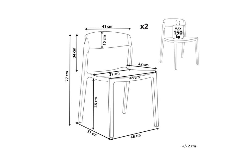 Matsalsstol Beliani Somers set om 2 Beige Beige - Møbler - Stole & lænestole - Spisebordsstole & køkkenstole