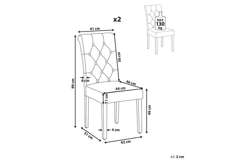 Matsalsstol Beliani Velva set om 2 Blå-Svart Dark blue - Møbler - Stole & lænestole - Spisebordsstole & køkkenstole