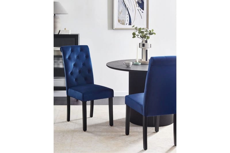 Matsalsstol Beliani Velva set om 2 Blå-Svart Dark blue - Møbler - Stole & lænestole - Spisebordsstole & køkkenstole
