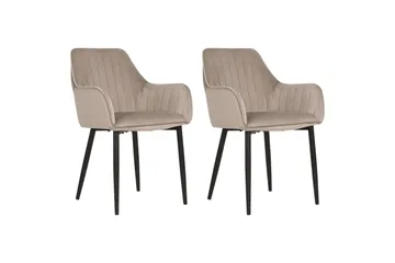 Matsalsstol Beliani Wellston set om 2 Taupe - Møbler - Stole & lænestole - Spisebordsstole & køkkenstole
