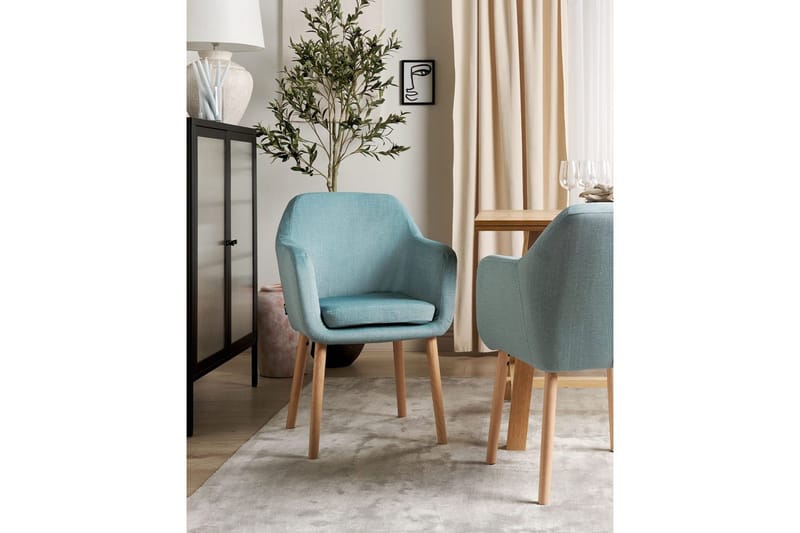 Matsalsstol Beliani Yorkville II Blått-Ljust Trä Light blue - Møbler - Stole & lænestole - Spisebordsstole & køkkenstole