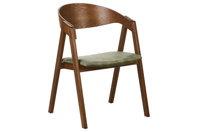 Matsalsstol Beliani Yuba set om 2 Grå-Mörkt Trä Dark green - Møbler - Stole & lænestole - Spisebordsstole & køkkenstole