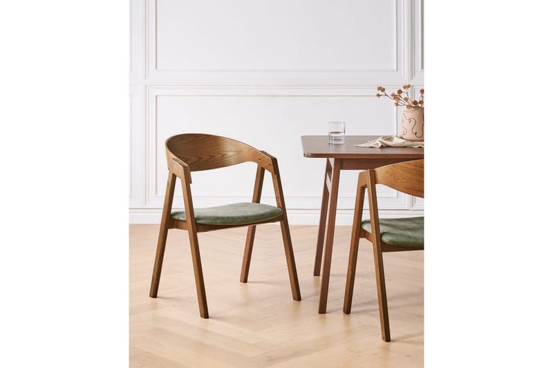 Matsalsstol Beliani Yuba set om 2 Grå-Mörkt Trä Dark green - Møbler - Stole & lænestole - Spisebordsstole & køkkenstole
